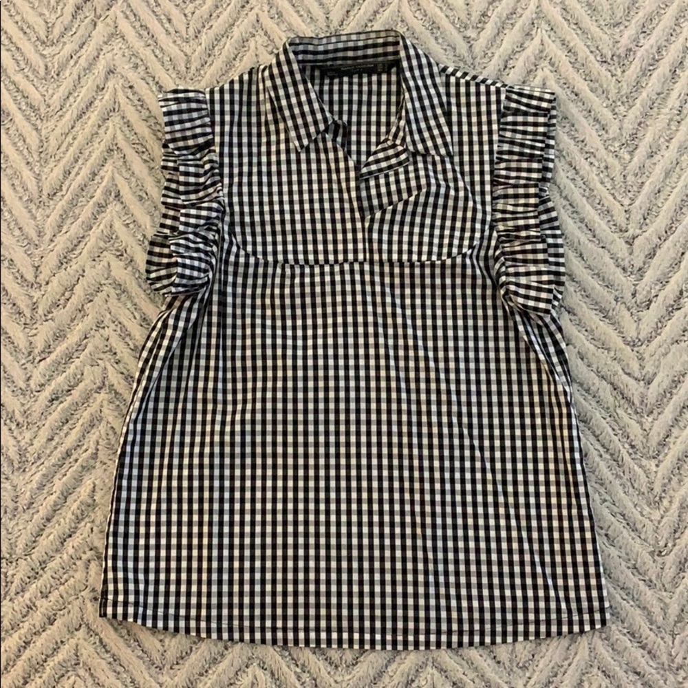 Sleeveless Black & White Checkered Top
